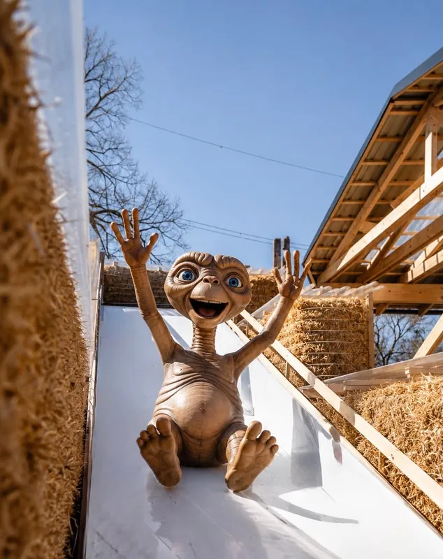 Figura E.T. na skluzavce